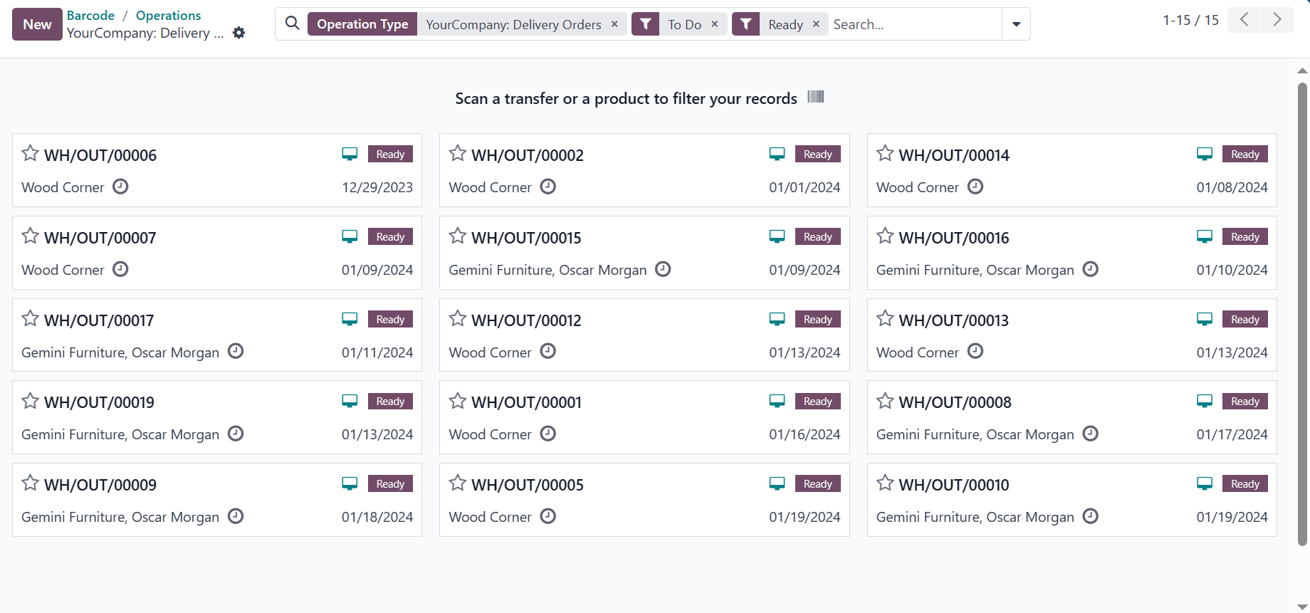 Odoo Barcode tracking