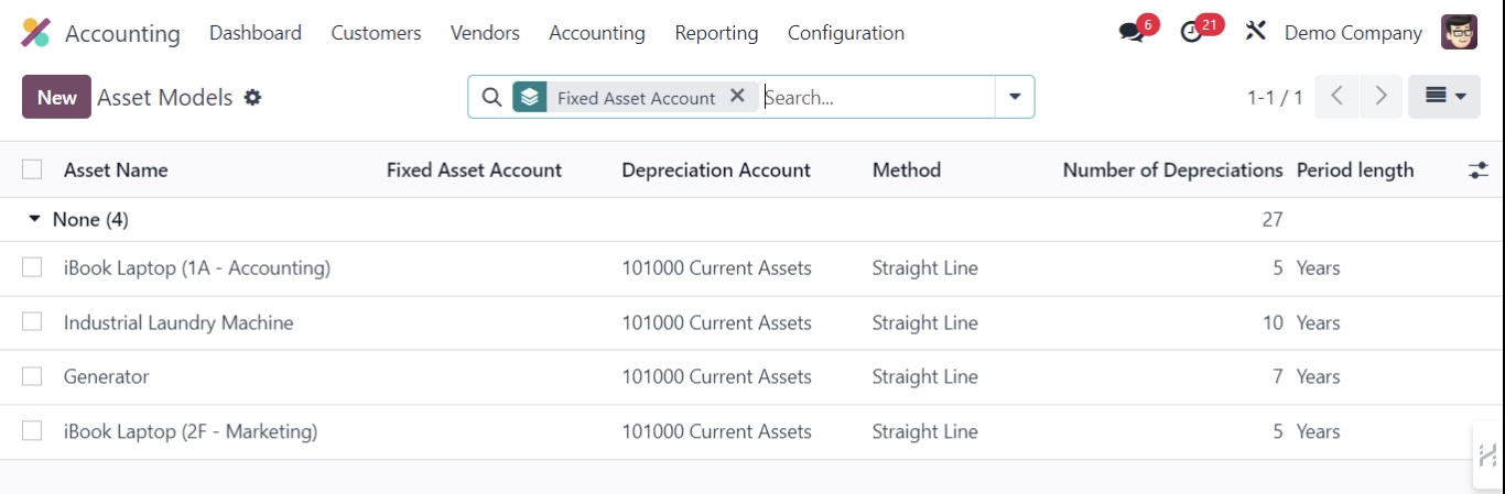 Fixed asset management - Odoo 17