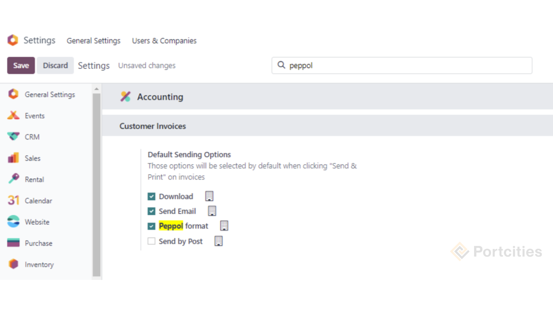 2. Odoo-Peppol Integration The Smart Choice for E-Invoicing Compliance: Odoo 17 Accounting Module settings to activate the Peppol format